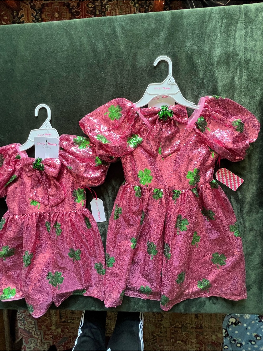 Incredibly Sparkly Happy Pink Sequin Shamrock Kids Dress- 5 & 8